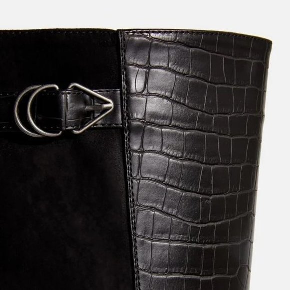 NIB JUSTFAB TANIYA KNEE HIGH FLAT BOOT (7 / BLACK) - Picture 8 of 10